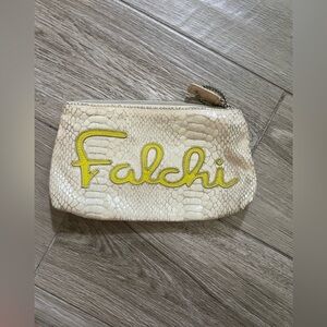 Carlos falchi faux snakeskin make up bag